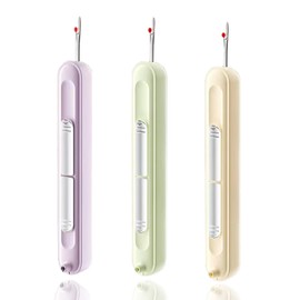 Yyebap 2 in 1 Needle Threader and Thread Removal Tools, Portable Retractable Needle Threader Tool for Hand Sewing, Knitting & Crafting - Ideal for Sewing Enthusiasts & Beginners（3Pcs Multicolored）