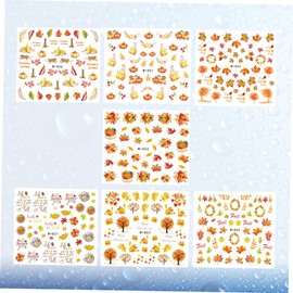 FOMIYES Press on Nails Maple Leaf Patterns 7pcs Nail Stickers Nail Manicure Decals Women's Nail Stickers Easy Application for Events