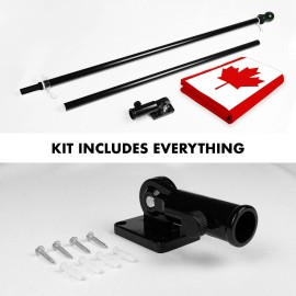UD_G128 Combo Pack: 6 Ft Tangle Free Aluminum Spinning Flagpole (Black) & Canada Canadian Flag 3x5 Ft, ToughWeave Series Embroid