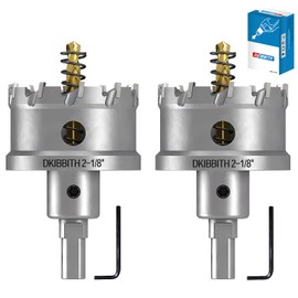 DKIBBITH TCT Hole Saw Set, 2-Pack 2-1/8" (54mm) Heavy Duty Tungsten Carbide Tipped Hole Cutters for Stainless Steel, Copper, Iron, Brass, Plastic with Titanium-Plated Pilot Drill Bits