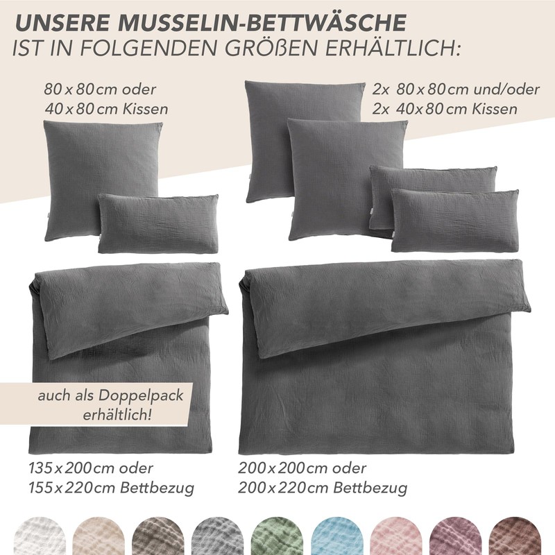 Pure Label Muslin Pillowcase 40 x 80 cm 100% Cotton
