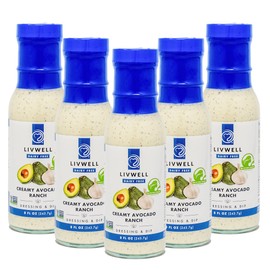 LIVWELL Dairy Free Salad Dressing and Dip - 6 Pack 8fl Oz Avocado Ranch Dressing with Avocado Oil, Cage free eggs and fresh Garlic, Seed Oil & Gluten Free Healthy Dressing & Dip