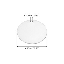 PATIKIL 25mm Brass Disc, 10pcs Metal Stamping Blanks Tags Charm Pendant Brass Circle Round Metal Plate DIY with Hole for Laser Engraving Stamping Keychain Making, Silver Tone