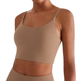 altiland Cami Sports Bra Tank Tops for Women Workout Yoga Athletic Exercise Crop Tops Brami (Cacao Brown, Medium)