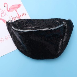 Lurrose Belt Bag with Sequins, Women's Bum Bag, Glitter, Shiny Belt Bag, Stylish Waist Bag, Suitable for Outdoor Travel and Holidays, black