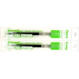2 Pk Pentel LRN5-D EnerGel Refills, 0.5 mm Fine Needle Tip, Green