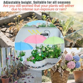 Vorriop Upgraded 4pcs Plant Umbrellas for Outdoor Plants，Garden Beds Shade，Adjustable Height Provides Shade for Potted to Protect Their Flowers from Intense Sunlight and Rain