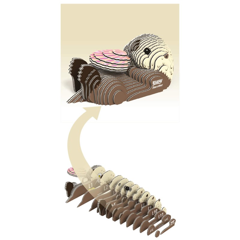 EUGY 3D Sea Otter Model Craft Kit for 6 years