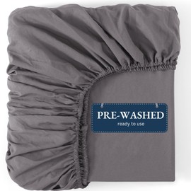 Fitted Sheet Single, Grey – Pre-Washed, Deep Pocket 14 inch (35 cm) - Easy Care - Soft Brushed Microfibre Fabric - Shrinkage and Fade Resistant - Bottom Sheet
