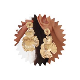 Cimenexe Böhmische Blume Blütenblatt Baumeln Ohrringe Gold Metall Blatt Tropfen Ohrringe Übertrieben Lotus Blatt Ohrringe Texturierte Blume Blatt Ohrstecker Schmuck Für Frauen