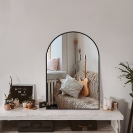 Arched Bathroom Mirror for Wall, Mirror for Vanity,30''x20'' Large Wall Mounted Mirror, Metal Frame (30''x20'', Black)