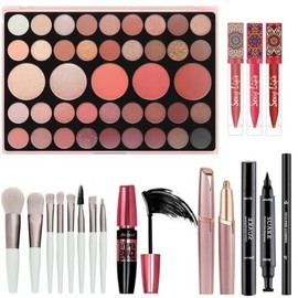 Kit de Maquillaje Profesional para Mujer Completo con Brochas, Paleta de Sombras de Ojos 41 Colores, Rubor, Labiales, Delineador de Ojos y Depiladora 