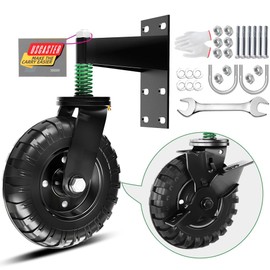 Uscaster 1pack Gate Wheel with Brake 6inch Fence Gate Wheel for Metal Tube Gate 360 Degree Rotation Spring Loaded Heavy Duty Gate Caster with Screws & Screwdriver（All Black）
