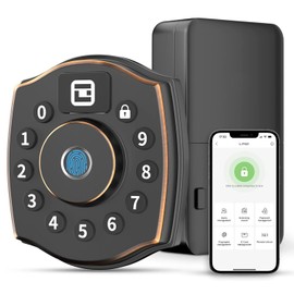 GeekTale Fingerprint Door Lock Smart Deadbolt, Smart Lock with Keypad, Keyless Enrtry Door Lock with App for Front Door, IP65 Waterproof, Auto Lock, Black