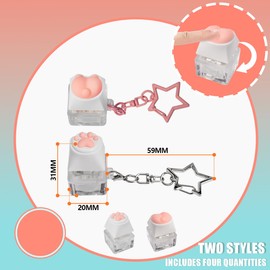 YIMAGUJRX 4 Pcs Keyboard Fidget Toy, Keyboard Fidget Keychain Keyboard Decompression, Button Stress Relief Fidget, Keyboard Button Clicker, Finger Clicker Toys ( V2 Cat Claws and Cat Butt )