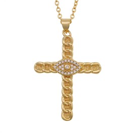 SBI Jewelry Evil Eyes Clear CZ Gold Cross Necklace for Women Pendant Sparkle Family Friend Mum Daughter Grandma Mother Day Anniversary Birthday