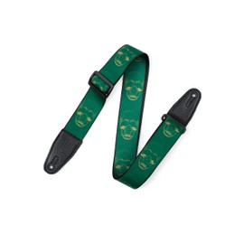 Levy's Leathers Wide Polyester Green & Mustard Scanned Skull Motif Guitar Strap (MPD2-113)