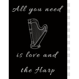 Music Notebook - Harp | Sheet music notebook for a harpist: Blank Music Staff Book | 12 staves per page | 8.5 x 11 inch | 100 pages