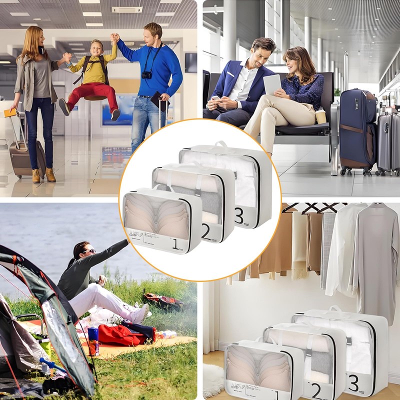 Pack of 3 Packing Cubes Backpack for Suitcases, Suitcase Organiser