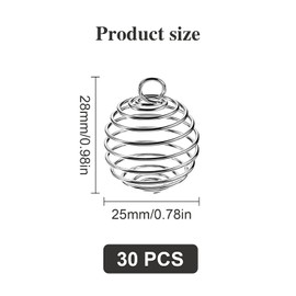 Spiral Bead Cages Pendants,30 Pcs Silver Plated Spiral Bead Cages Pendants,Silver Plated Necklace Cage Pendants,Silver Plated Stone Holder Necklace Cage Pendants Findings for Jewelry Making,20x25mm