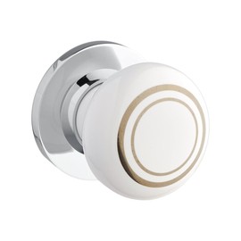 Designer Levers - Ceramic Round Door Knob - Polished Chrome - 1 Pair - Fixings Included - 60mm Diameter - Interior Use