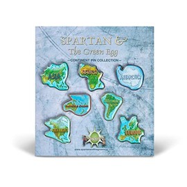 Collectible Novelty Continent Pin Collection (Asia, Europe, Africa, North America, South America, Australia, Antarctica) for Backpack, Scarf - Includes 7 Pins, 1.25" - Spartan & the Green Egg
