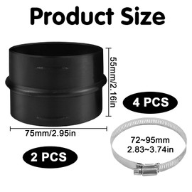 Connector Round Duct Pipe 2 Pieces 75 mm Connector Ventilation Pipe Auxiliary Heater Accessories Connector Ventilation Pipe for Car Heating Pipe Duct for Eber-Spacher, We-Basto Heating