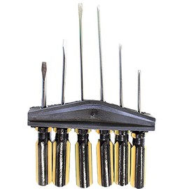 ARTESIA TOOL 6-Piece Screwdriver Set | Slotted & Phillips | Two-Tone Ergonomic Handles | 6" (15.2 cm) to 9" (23 cm) Length | Plastic Wall Rack Included