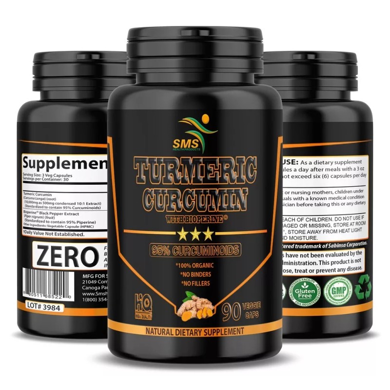 SMS Turmeric Black Pepper Capsules 1500 mg Daily Best Tumeric