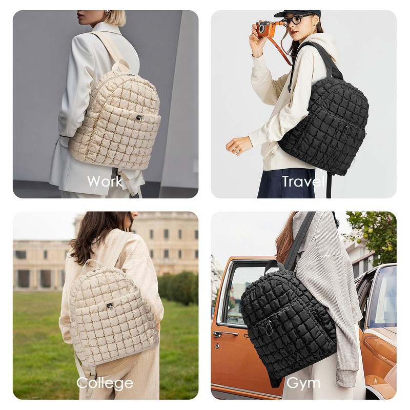 CORALDAISY Quilted Backpack for Women Lightweight Puffer Backpack, Hiker Pack