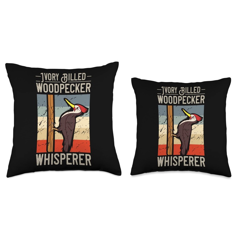 Ivory Billed Woodpecker Bird Feeder House Birdwatching Throw Pillow