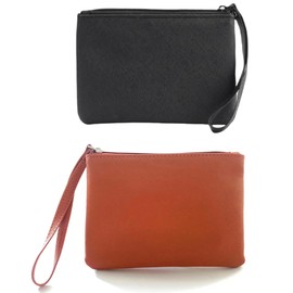 SeBUCUOO Small Makeup Bag, Mini Zipper Coin Pouch, 4.5x6.5 Clutch Stadium Approved, Tiny Change Purse for Women, Little Wristlet Wallets, Black and Brown Cosmetic Bag