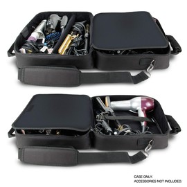 USA Gear Large Hairstylist Traveling Bag - Hair Salon Case - Customizable Interior with Adjustable Dividers - Fit All Hair Equipment Blow Dryer, Barber Tools, Curling Iron, Brushes (Black)