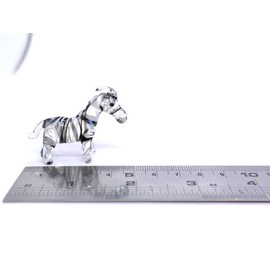 Sansukjai Zebra Tiny Figurines Animals Hand Blown Color Glass Art Collectible Gift Home Decorate (Black White)