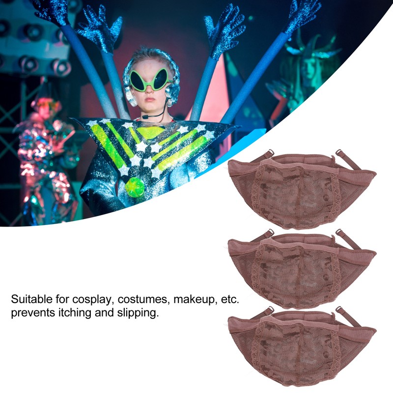 3pcs Stretchable Stocking Wig Cap Breathable Nylon Mesh Hat for