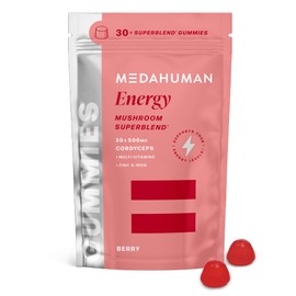 MEDAHUMAN® Energy | Cordyceps Mushroom Gummies (30 Servings) | Adaptogen Superblend Energy Gummies with Vitamins & Minerals for Reducing Tiredness | Berry Flavour