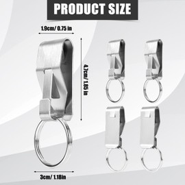 Gosknor Pack of 4 Key Clip Belts, Metal Belt Key Holder Belt Key Holder Clip Belt Loops Key Holder for Car Keys Home Office Accessories, silver