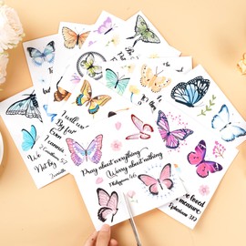 Rub on Transfers for Crafts Furnitures Stickers: 12 Pcs Bible Verses Rub on Transfer for Crafts Decals Butterfly Rub on Transfer Stickers for Furniture Crafts DIY Home Decor
