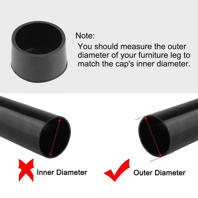 sourcing map Rubber Furniture Caps 32mm Inner Diameter Round Table