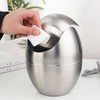 Desktop Trash Can Stainless Steel Egg Shape Mini Countertop Waste
