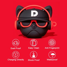 Viwind Cute Case Cover Compatible with AirPods Pro 2nd with Carabiner Keychain Hook,Funny Unique 3D Soft Silicone Shockproof Protective Skin Case Cover for Airpod Pro 2nd Case-Red Bulldog