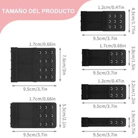 PANGP 18 Pzs Extensor de Brasier Para Mujer, Extensores de Correa de Sostén Elástico, Ganchos para Sujetador, 3 Colores× 6 Tamaños(2/3/ 4hilera×1/2/ 3 Ganchos– Negro/Blnco/Albaricoque)