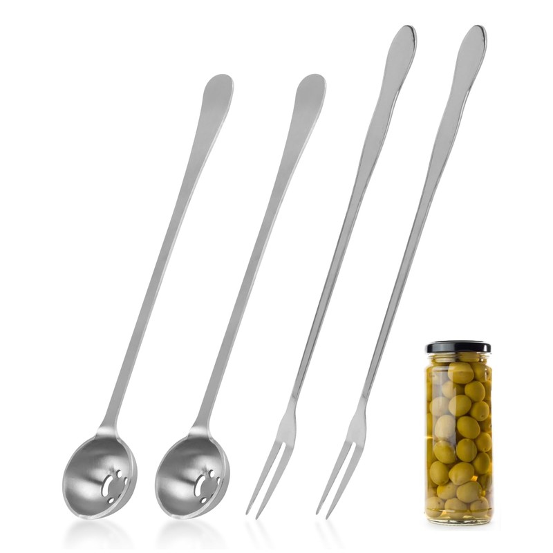 4 Pcs Pickle Fork and Olive Spoon Set for Olives