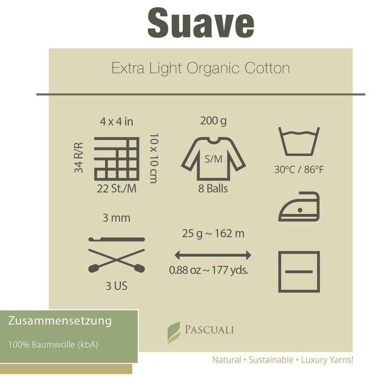 Pascuali Suave Knitting Wool Made from 100% Organic Cotton, for