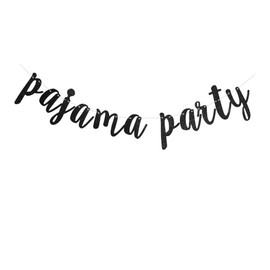 Pajama Party Black Glitter Banner for Pajama Theme Party Sign Garlands Supplies