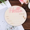 Baby Announcement Sign, 5.31 Inch Wooden Hello World Sign for