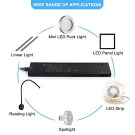 VST 100W LED Power Supply 100V-240V AC to 24V DC Low Voltage Transformer with 24V JST Ports, ETL Listed Black Dimmable LED Driver for LED Strip Lights and Cabinet Lights