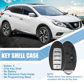 X AUTOHAUX 2pcs KR5S180144014 Car Key Fob Shell 5 Button Remote Control Key Case Shell Keyless Entry Housing Replacement for Nissan Altima Maxima 2013-2018