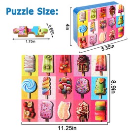LELEMON Puzzles for Kids Ages 4-6,Popsicle Puzzle 100 Piece Puzzles for Kids in a Metal Box, Educational Kids Puzzles Jigsaw Puzzles 100 Piece Puzzle Games Puzzle Toys for Girls and Boys