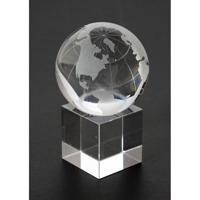 Amlong Crystal World Globe (2.2" Diameter) On Crystal Display Stand